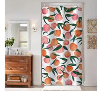 Lifeel Peach Shower Curtain, Allover Fruits Cute Bright Colorful Design Waterproof Fabric Bathroom Curtains Set with 12 Hooks, Peachy Pink 36×72 inch