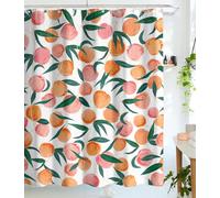Lifeel Peach Shower Curtains, Allover Fruits Shower Curtain Cute Bright Colorful Design Waterproof Fabric Bathroom Shower Curtain Set with 12 Hooks, Peachy Pink 72"×72"