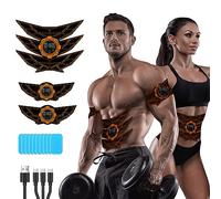 LifeEse EMS Muscle Stimulator, ABS Stimulator for Men Women, Safty Effective Quick EMS Muscle Trainer, Full-body Workout ABS Trainer, 8 Modes & 15 Intensities (Orange)