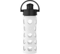 Lifefactory 16-Ounce BPA-Free Glass Water Bottle with Active Flip Cap and Protective Silicone Sleeve, Optic White