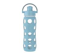 Lifefactory 22-Ounce Active Flip Cap Glass Water Bottle, 22oz, Denim