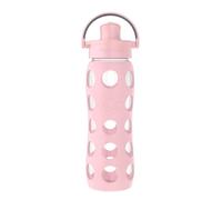 Lifefactory 22-Ounce Active Flip Cap Glass Water Bottle, 22oz, Desert Rose