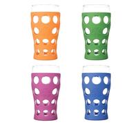 Lifefactory Beverage Glass, Glass, Multi-Colour, 20 oz, 4-Piece