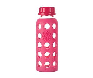 Lifefactory Bottle with Flat Cap, Glass, Raspberry, 9 oz