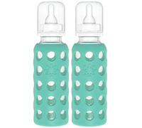 Lifefactory Glass Baby Bottles with Silicone Protection - 2-Pack, 9 oz Bottles, Kale