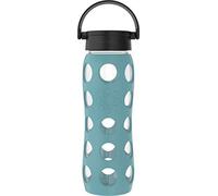 Lifefactory Glass drinking bottle with silicone cover, BPA-, leak-proof, dishwasher-safe, 650 ml, aqua teal 18214