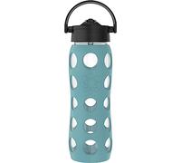 Lifefactory Glass Water Bottle with Pivot Straw Cap, 22 Ounce, Aqua Teal