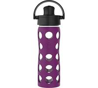 Lifefactory LG4221BPL4 16-Oz Glass Water Bottle with Active Flip Cap/Silicone Sleeve, Plum