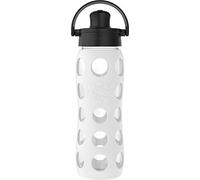 Lifefactory LG4321BWH4 22 Oz Glass Water Bottle with Active Flip Cap/Silicone Sleeve, Optic White