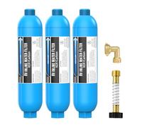 Lifefilter RV Inline Water Filter with Solid Brass 90 Degree Hose Elbow, Eliminates Stress and Strain On RV Water Intake Hose Fittings(3 Pack)
