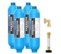 Lifefilter RV Inline Water Filter with Solid Brass 90 Degree Hose Elbow, Eliminates Stress and Strain On RV Water Intake Hose Fittings(4 Pack)