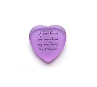 Lifeforce Glass Scripture Heart with Pouch, I have found The one whom my soul loves. (lilac)