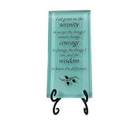 Lifeforce Glass The Serenity Prayer Inspirational Glass Plaque. Encouraging and Centering Words to Empower. Includes a Folding Easel Seafoam.