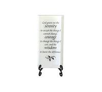 Lifeforce Glass The Serenity Prayer Inspirational Glass Plaque. Encouraging and Centering Words to Empower. Includes a Folding Easel White.