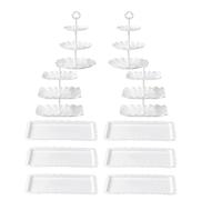 Lifegogo 10Piece White Cake Stand Set: Reusable Plastic Cupcake Stand with 2Pcs 3-Tier Square Cake Stands 3-Tier Round Cupcake Stands 6Pcs Dessert Tray for Tea Party Birthday Baby Shower