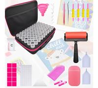 Lifegogo 60 Slots Diamond Art Storage Boxes: Portable 127Pcs Diamond Painting Accessories Plastic Diamonds Painting Storage Container with Pens Funnel Tweezer for Bead Organization and Storages