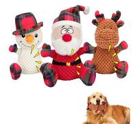 Lifegogo Christmas Squeaky Interactive Dog Toys: 3 Pieces Plush Dog Toys with Crinkle to Keep Them Busy for Boredom, Dog Enrichment Puzzle Toys for Small Medium Large Dogs - Santa/Snowman/Deer