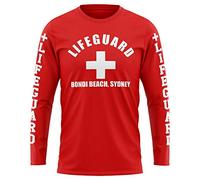 Lifeguard Bondi Beach Long Sleeve T Shirt Rescue Tee Sport Holiday Mens Tshirts, Large - Mens, Red