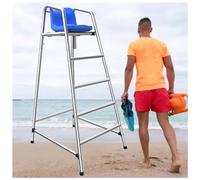 Lifeguard Observation Chair for Swimming Pools, Stainless Steel with Umbrella Hole, Ideal for Supervision