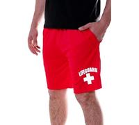 LIFEGUARD Officially Licensed Mens Active Running Performance Shorts Moisture Wicking - red - Medium