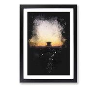 Lifeguard Station on Huntington Beach Paint Splash Framed Print | A2 Black Framed Wall Art | Ready to Hang | Modern Beach Picture | Living Room Bedroom Lounge Office