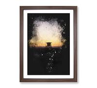 Lifeguard Station On Huntington Beach Paint Splash Modern Framed Wall Art Print, Ready to Hang Picture for Living Room Bedroom Home Office Décor, Walnut A2 (64 x 46 cm)
