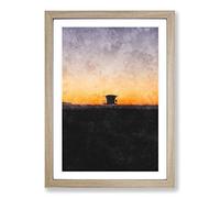 Lifeguard Station on Huntington Beach Painting Framed Print | A2 Oak Framed Wall Art | Ready to Hang | Modern Beach Picture | Living Room Bedroom Lounge Office