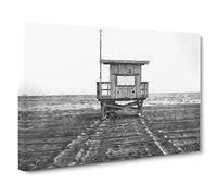 Lifeguard Station Upon The Beach Canvas Print | Gallery Wrapped 30mm Frame Wall Art | 20x14 inches | Ready to Hang | Coastal Seascape Picture | Living Room Bedroom Lounge Office