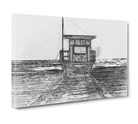 Lifeguard Station Upon the Beach Canvas Print | Gallery Wrapped 30mm Frame Wall Art | 30x20 inches | Ready to Hang | Coastal Seascape Picture | Living Room Bedroom Lounge Office