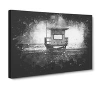 Lifeguard Station Upon The Beach Paint Splash Modern Art Canvas Wall Art Print Ready to Hang, Framed Picture for Living Room Bedroom Home Office Décor, 24x16 Inch (60x40 cm)