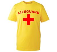 Lifeguard T-Shirt - Red & Yellow Rescue Style Tee - Funny Beach or Fancy Dress Top for Men & Women (Yellow, 3XL Years)