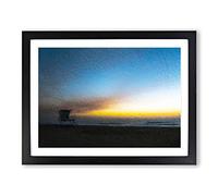 Lifeguard Tower On Carlsbad Beach Modern Art Framed Wall Art Print, Ready to Hang Picture for Living Room Bedroom Home Office Décor, Black A3 (46 x 34 cm)