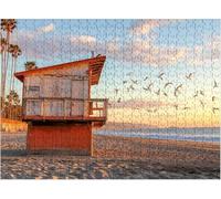 Lifeguard Towers Southern California Beach West Coast Wooden Puzzle Art Fun Challenging Educational Home Decor Gift for Men Women_500pcs