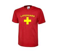 Lifeguard Unisex Men's Women T-Shirt, Beach Guard Uniform Workwear Bouncer Adults Tee Top Red