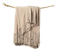 lifein Fall Throw Blanket for Couch-Soft Boho Bed Throw Blankets,Cozy Beige Knitted Chenille Throw,Small Farmhouse Lightweight Blanket&Throw for Autumn,Woman,Man,Chair,Sofa,Home Decor(Beige,50 * 60")