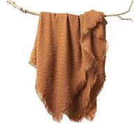 lifein Throw Blanket for Couch-Soft Boho Christmas Throw Blanket,Cozy Fall Knit Orange Waffle Throw,Small Knitted Farmhouse Lightweight Blanket&Throw for Bed,Chair,Sofa,Home Decor(Orange Rust,50*60")