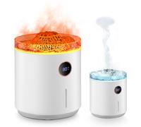 LIFEJXWEN 350ml Volcano Humidifier, Jellyfish Mist Flame Diffuser Essential Oil with 7 color LED lights, LCD Display, Waterless Auto Off, Mist Humidifiers for Office Bedroom