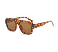 LIFEKA Classic Rectangular Large Frame Sunglasses Women Fashion Retro Sun Glasses Eyeglasses Men Unisex(leopard brown)