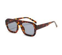 LIFEKA Classic Rectangular Large Frame Sunglasses Women Fashion Retro Sun Glasses Eyeglasses Men Unisex(leopard grey)
