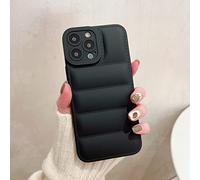 LIFEKA Luxury Leather Down Jacket The Puffer Phone Case For iPhone 14 13 12 11 Pro Xs Max X Xr 7 8 Puls SE Candy Color Shockproof Cover,Black,For iPhone 12