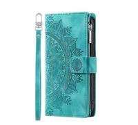 LIFEKA Luxury Zipper Wallet Case for iPhone 14 15 Pro Max 13 12 11 Pro XR XS 7 8 Plus SE 2022 Embossed PU Leather Card Slots Phone Bag,green,for iPhone 13 Pro Max