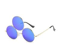 LIFEKA Third Eye Round Metal Frame Sunglasses Chinese Style Erlang God Three Eyes Glasses Funny Party Halloween Cosplay Glasses(C4)