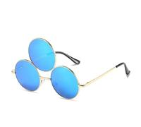 LIFEKA Third Eye Round Metal Frame Sunglasses Chinese Style Erlang God Three Eyes Glasses Funny Party Halloween Cosplay Glasses(C3)