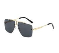 LIFEKA Vintage Double Bridge Frameless Sunglasses Women Men Oversized Gradient Lens Sun Glasses Men's Shades Street Shooting Eyewear(-Black Gray)