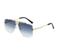 LIFEKA Vintage Double Bridge Frameless Sunglasses Women Men Oversized Gradient Lens Sun Glasses Men's Shades Street Shooting Eyewear(-Gradient Gray)