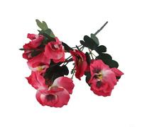 Lifelike 10 Head Pansy Faux Flower Bunch for Weddings, Parties, and Indoor Decor at 26cm (Rose Red)