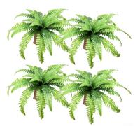 Lifelike Artificial Boston Fern for Outdoor and Home Decor, Waterproof Silk Flower with Natural Green Foliage, Perfect for Garden Patio F(4PCS)