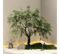 Lifelike Artificial Chinese Sophora Japonica Tree for Home Decor, Sturdy Iron Base, Ideal for Indoor and Outdoor Use in Restaurants, Malls, and Courts