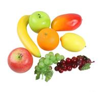 Lifelike Artificial Fake Fruits, 8 PCS Plastic Decorative Fruit Set with Lemon, Orange, Banana, Mango, Grapes for Kitchen, Party, Market Display
