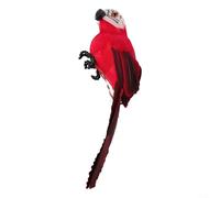 Lifelike Artificial Feathered Parrot Decoration for Garden, Home Display, Wedding and Event Decor, Foam Body Resin Bird Figure with Wire Clip and Wire Feet, 25cm (red)